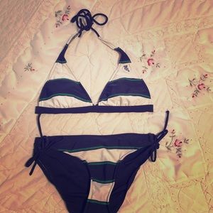 String Bikini Navy, White, Emerald Green